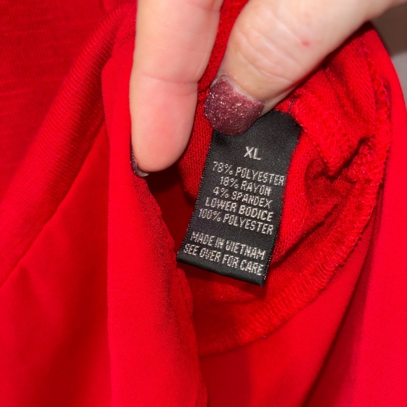 AB Studio Red Blouse with Embellished Neckline - Picture 7 of 11